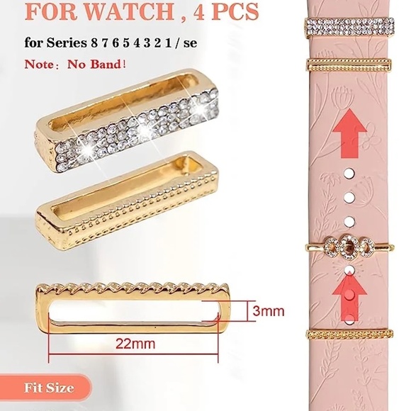 Apple Watch band charms (4-pc set) Moissanite - Picture 3 of 3